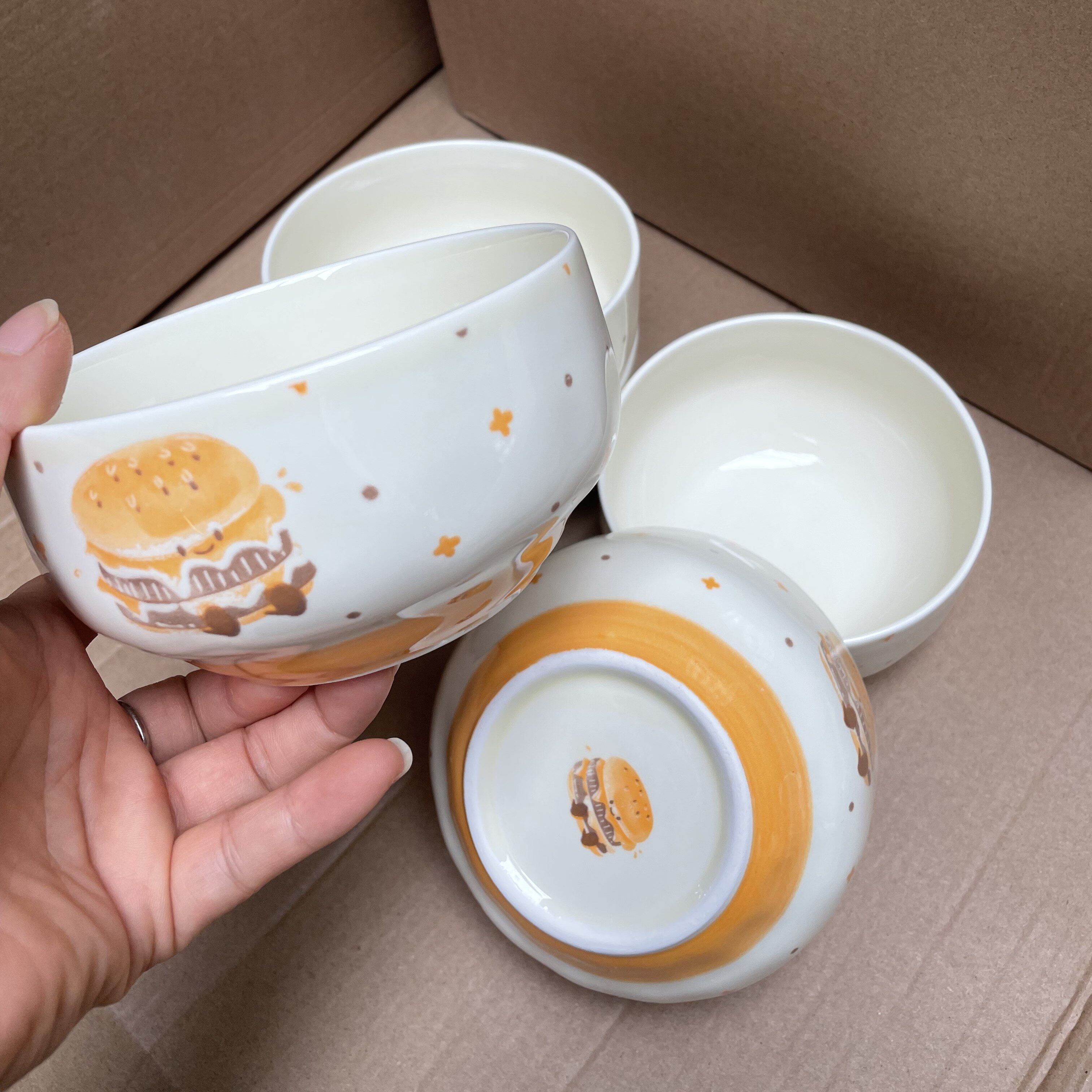 新款陶瓷碗米饭碗卡通可爱餐具高颜值陶瓷釉中彩饭碗少女加厚家用
