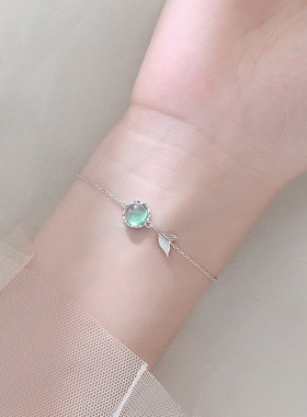 925纯银人鱼泡沫手链女 简约设计感小清新梦幻鱼尾蓝水晶闺蜜手饰