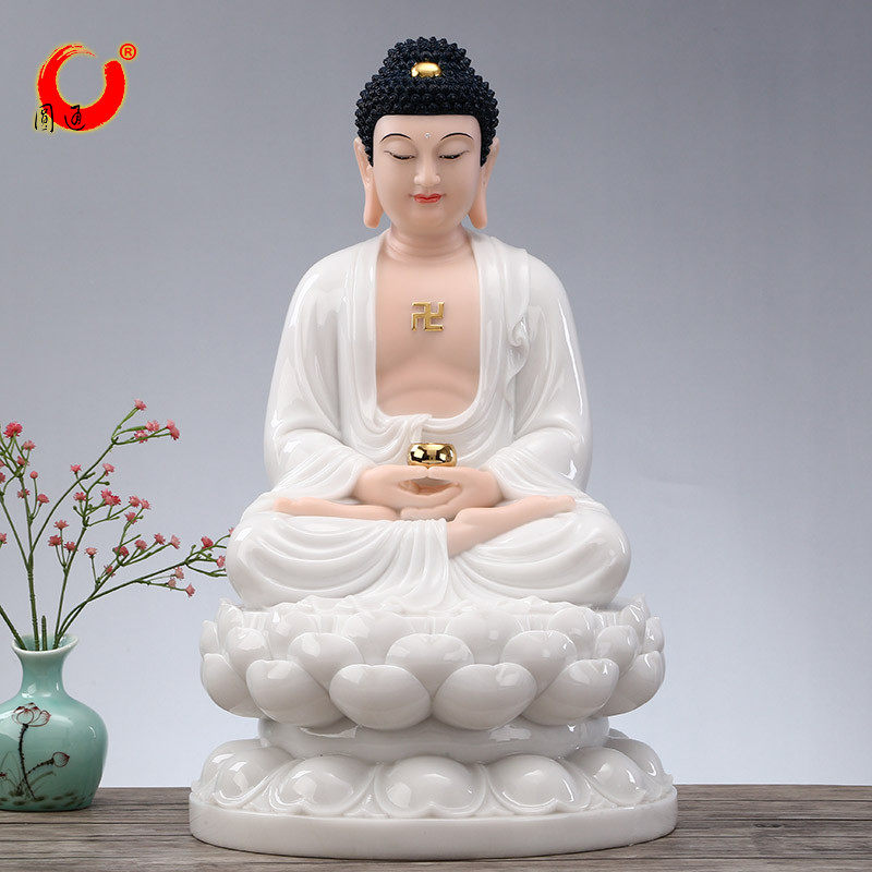 汉白玉释迦牟尼佛佛像家用供佛供奉释迦摩尼像玉石佛祖三宝佛摆件