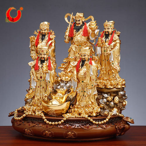 台湾贴金五路财神纯铜