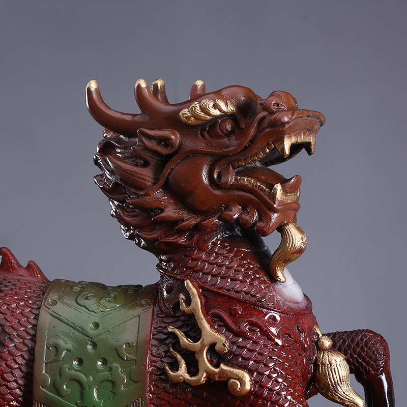 铜麒麟摆件一对黄铜中式装饰摆设中式办公室工艺品 店铺开业礼品