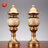 圆通佛具黄铜供灯佛灯插电一对家用招财佛前供佛led 长明灯财神灯