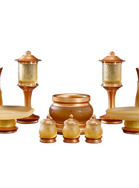 古法琉璃供具套装佛字心经款