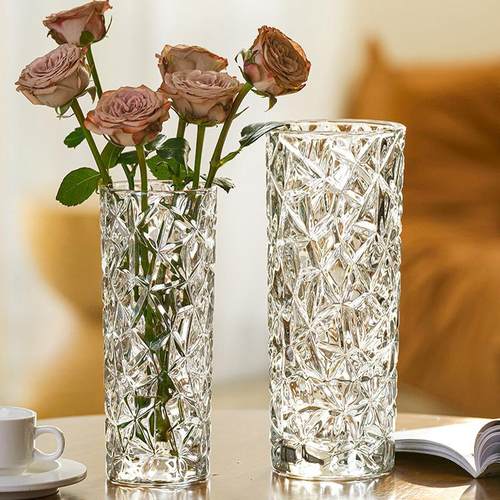 北欧时尚ins风加厚玻璃水养富贵竹玫瑰百合干花插花摆件客厅花瓶