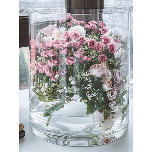 宽口玻璃花瓶透明水培大口径大号超大广口敞口醒花桶特大号大型