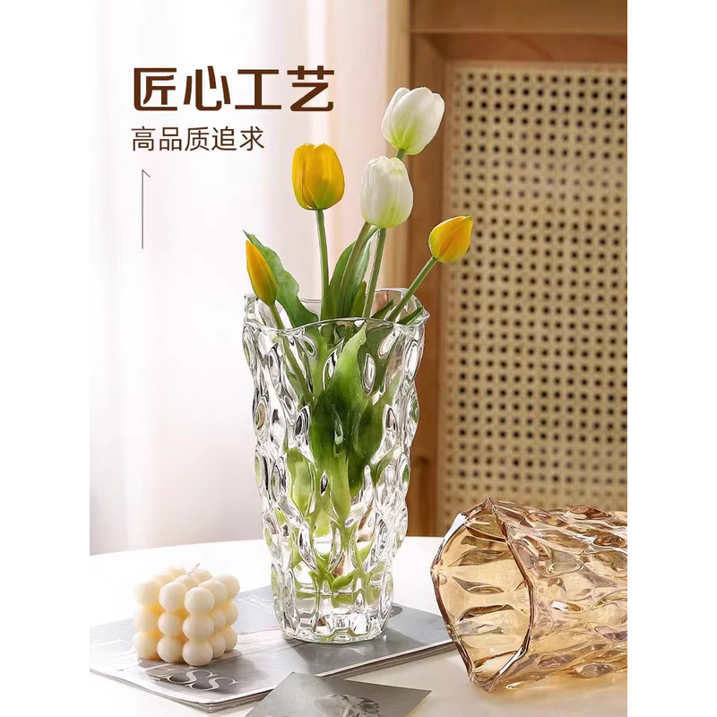 花瓶摆件客厅插花轻奢水晶玻璃ins风北欧玫瑰卧室网红水养装饰品
