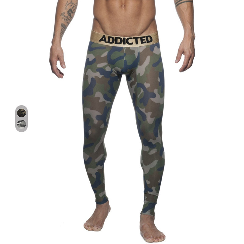 ADDICTED 立体囊袋超薄高透冰丝性感低腰迷彩男士U凸打底裤AD694