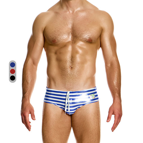 MV速干水手条纹闪亮低腰三角泳裤