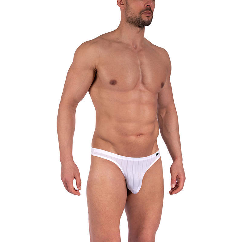 OLAFBENZ舒适透视条纹低腰丁字裤