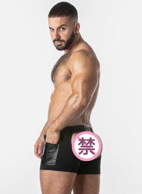 LOCKER GEAR 前后镂空平角内裤 透气仿皮网眼性感低腰运动 LK0973