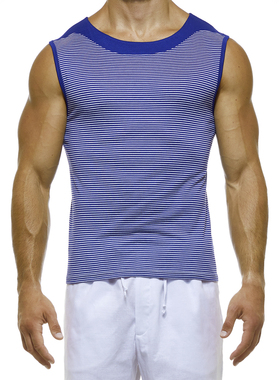 MODUS VIVENDI 奢华条纹运动背心 修身经典条纹柔软透气健身01232