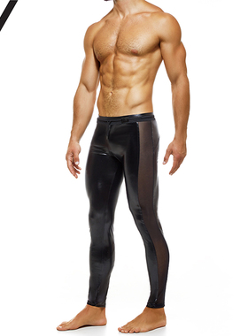 MODUS VIVENDI 立体囊袋仿皮乳胶网纱拼接性感男士打底裤 11261