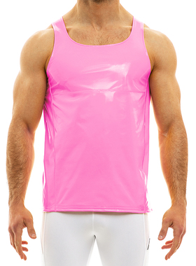 MODUS VIVENDI 性感时尚柔软舒适PU弹力紧身男士无袖背心08031