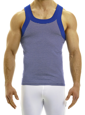 MODUS VIVENDI 奢华条纹运动背心 修身经典条纹柔软透气健身01231