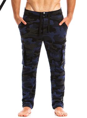 MODUS VIVENDI 拼布时尚迷彩低腰保暖修身男士休闲运动长裤17862
