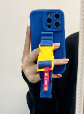 撞色克莱因蓝色适用小米14/13Pro 12ultra手机壳腕带红米k40s k50