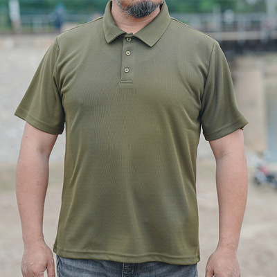 翻领运动速干T恤透气登山服战术