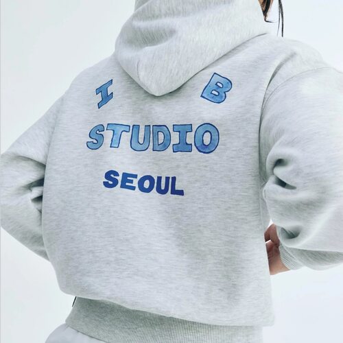 26韩国潮牌SEOUL IAB STUDIO加绒男女秋冬连帽运动卫衣外套