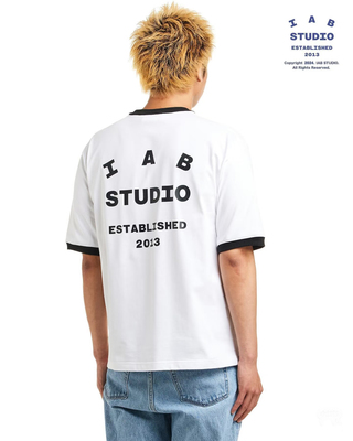 韩国IAB STUDIO撞色男女情侣同款短袖T恤纯棉字母oversize潮牌