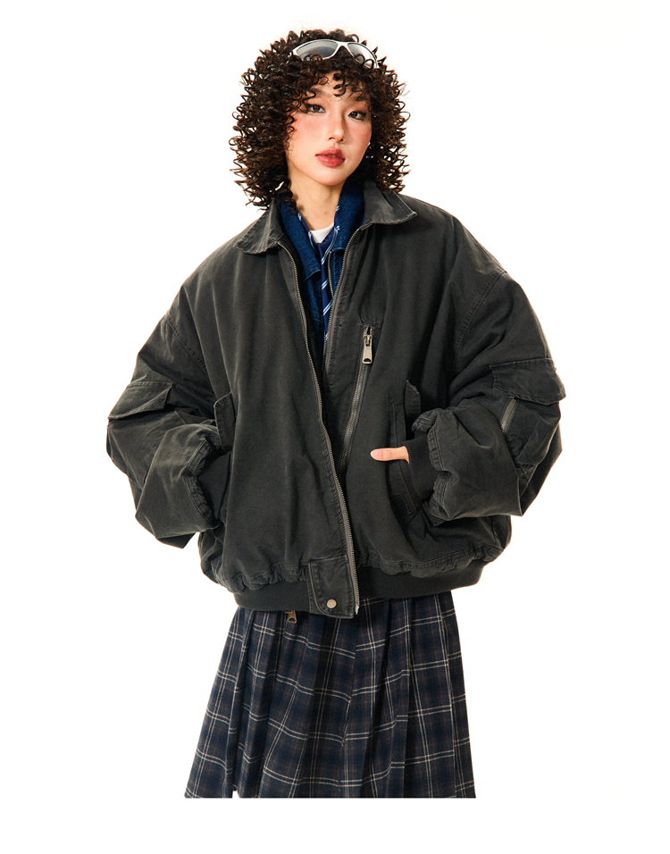 thumbnail for YOUNG STAGE American Bath Style Cotton Jacket Women's Winter Thickened Warm Cleanfit Flight Jacket