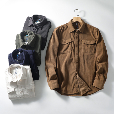 复古灯芯绒哑光绒感工装长袖衬衫