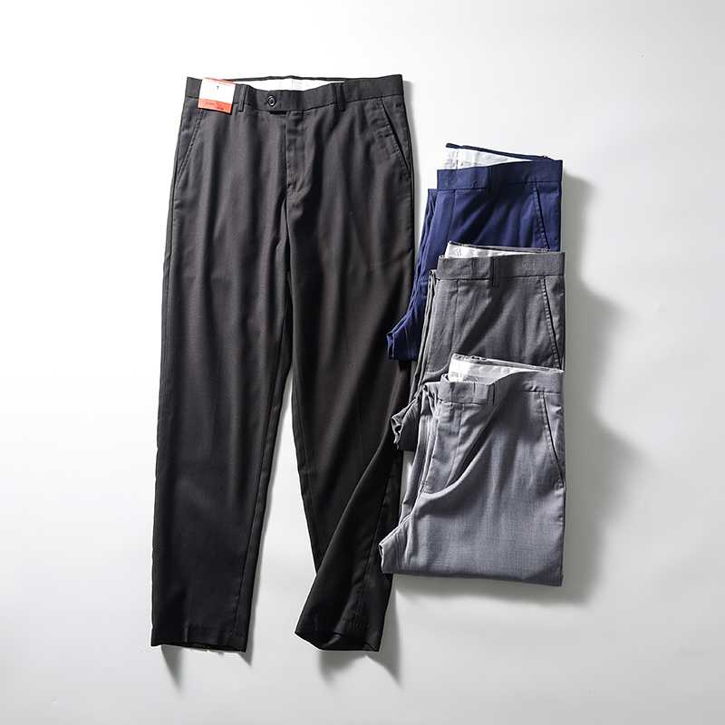 高垂抗皱薄款透气直筒商务休闲裤