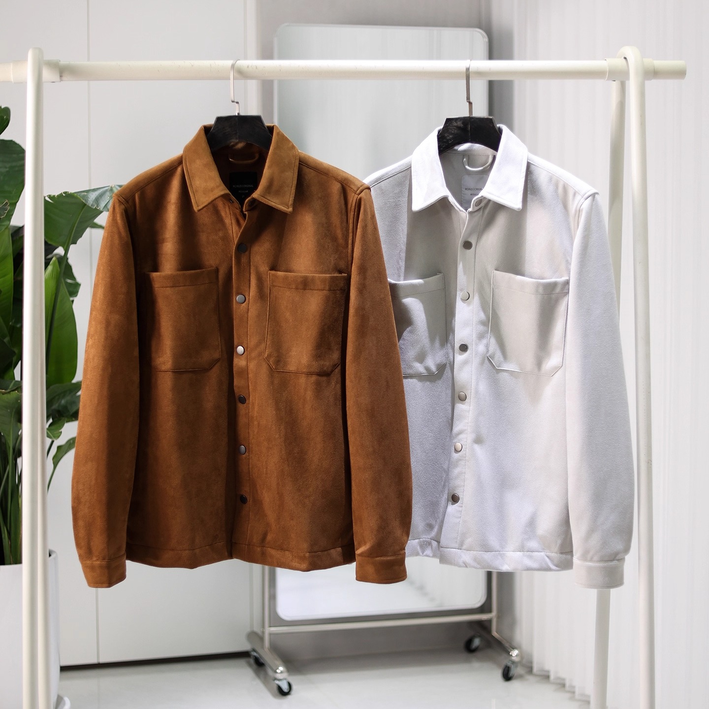 复古麂皮绒弹力舒适工装衬衫外套