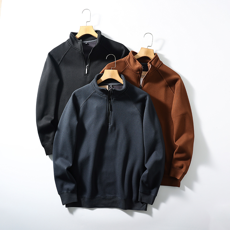 复合奥粒绒半拉链保暖抓绒卫衣男