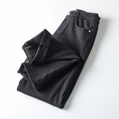百搭黑牛仔！女款宽松直筒长裤