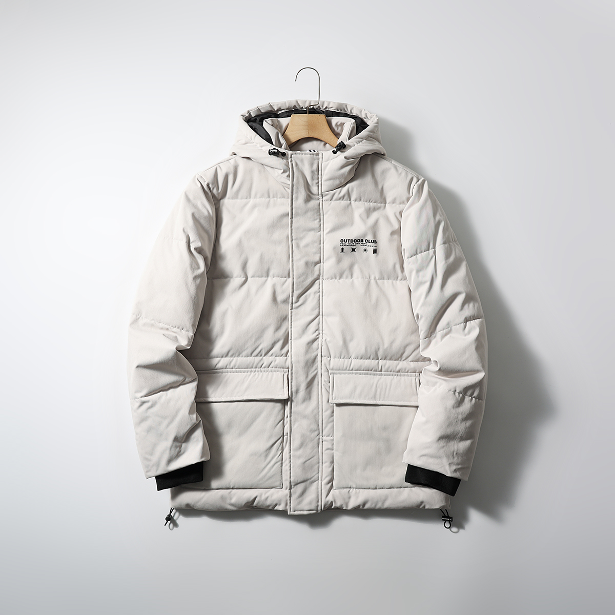 户外防风保暖羽丝绵连帽派克棉服