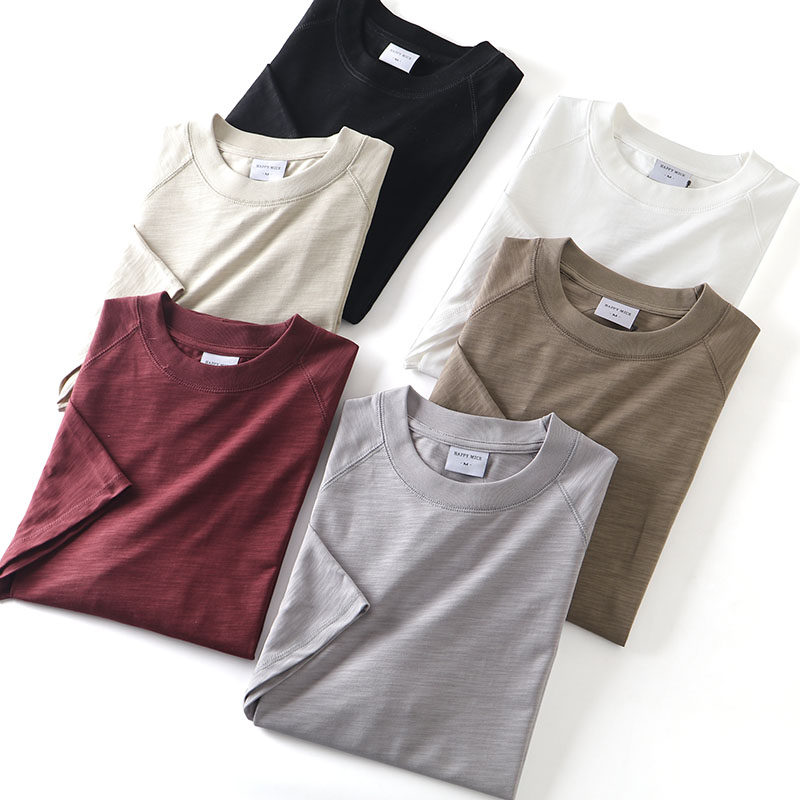 精纱竹节棉宽松廓形打底短袖T恤