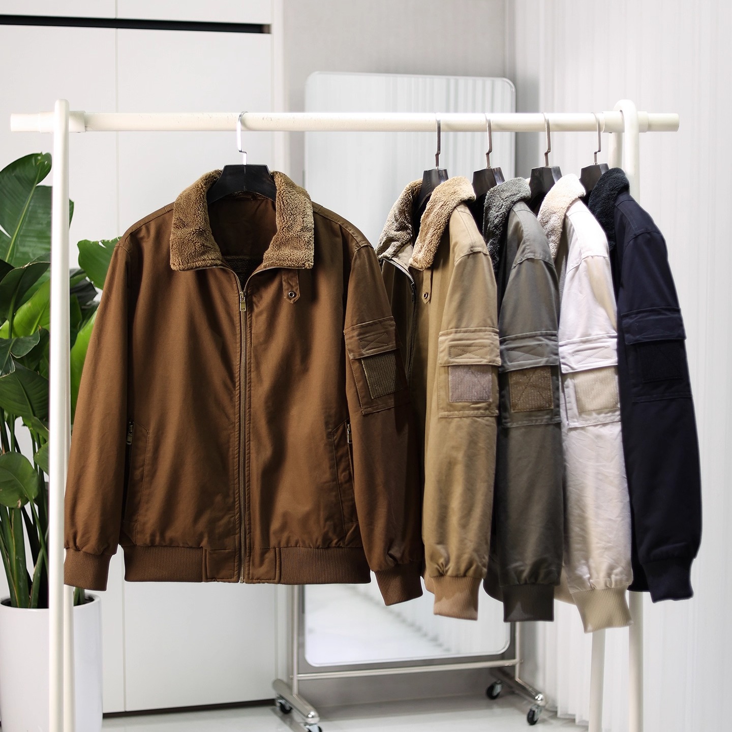 男复古工装仿羊羔绒加厚夹克棉服