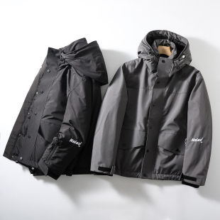 户外高端！机能防泼水！高蓬松90绒！男士连帽防风保暖抗寒羽绒服