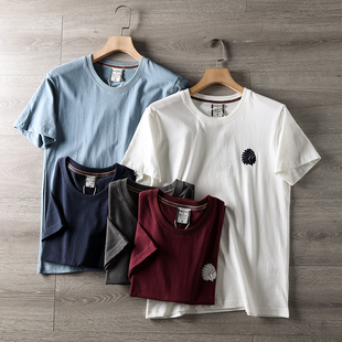 春夏新品 万针刺绣 男士 纯棉圆领休闲短袖 太舒软了 T恤衫 打底苾备