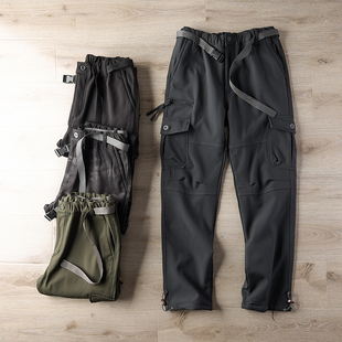 户外工装冲锋裤！附送腰带！秋冬款男士防风保暖摇粒绒软壳休闲裤