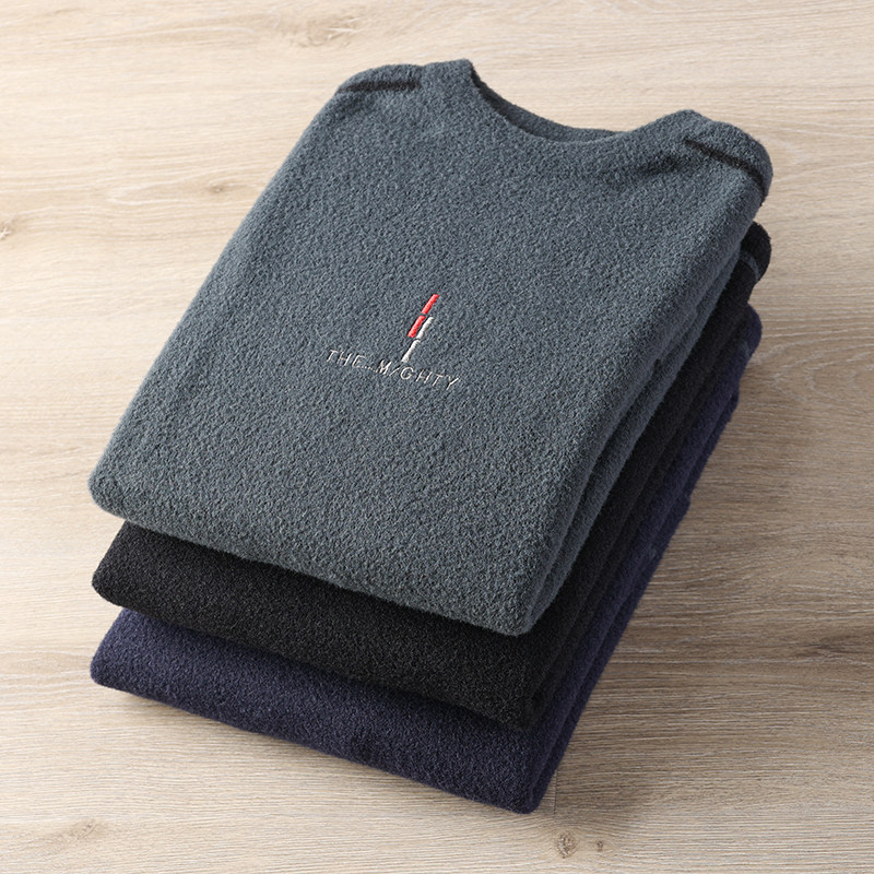 保暖有型！复合一体绒！时尚撞色刺绣！秋冬男士圆领针织衫毛衣潮,男装,针织衫/毛衣,淘宝优惠券,粉丝福利购,淘宝优惠卷