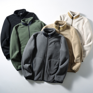 蓄热摇粒绒!仿羊羔绒内里!秋冬男户外加绒加厚保暖立领夹克外套