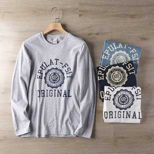 秋款 亲肤细腻 男士 时尚 T恤 打底苾备 印花打底长袖 舒适磨毛棉