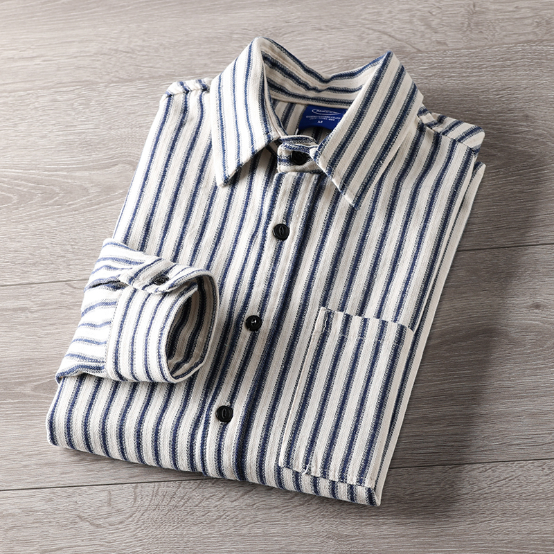 年代感可做外套竖条纹长袖衬衫