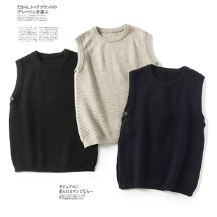 小众腔调!两侧开叉!纽扣设计!秋冬男士圆领针织无袖背心毛衣潮