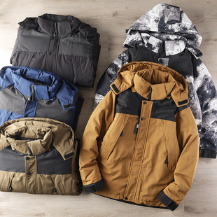 暖过羽绒服！锁温保暖！秋冬款男士户外高密防风连帽工装抗寒棉服