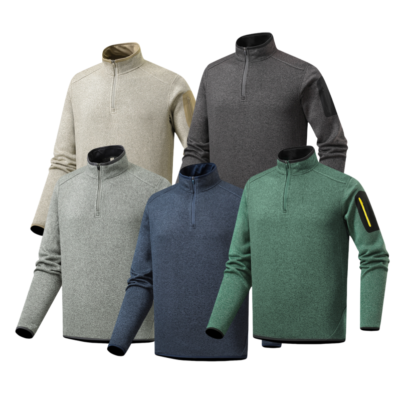 户外半拉链立领保暖抓绒衣卫衣男