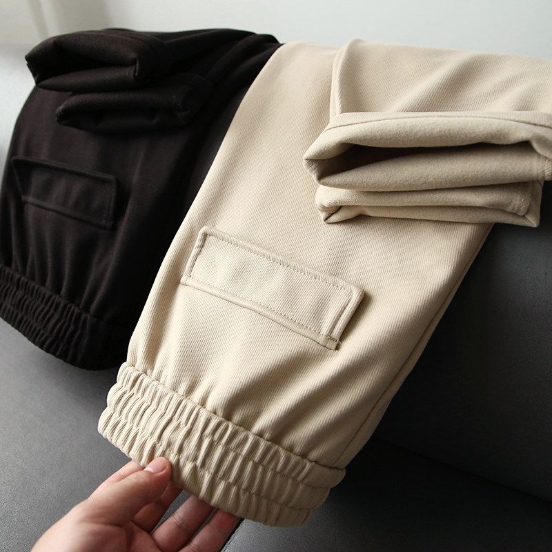 高支条绒纹理垂坠有型直筒休闲裤