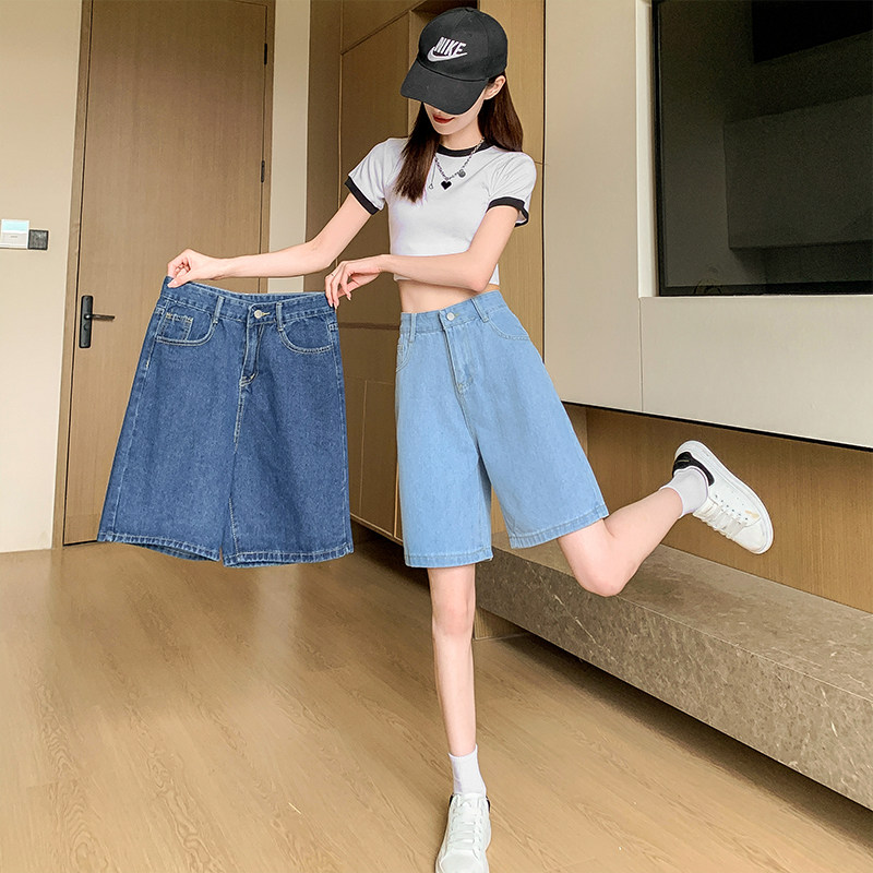 五分牛仔短裤女2025年夏季新款薄款高街ins潮高腰5分宽松阔腿中裤,女装/女士精品,休闲裤,淘宝优惠券,粉丝福利购,淘宝优惠卷