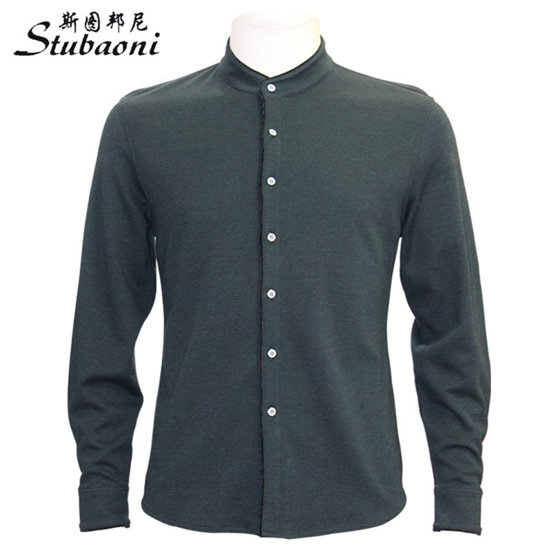 斯图邦尼stubaoni hc1633051 健康面料秋季小立领休闲针织衬衫 男