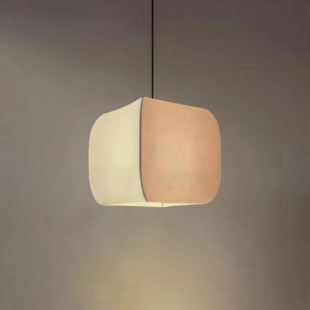 侘寂风简约餐厅吊灯设计师款现代艺术方形灯罩客厅茶室餐饮吧台灯