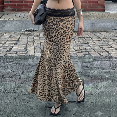性感女人风豹纹半身裙街头风休闲辣妹鱼尾裙Leopard print skirt