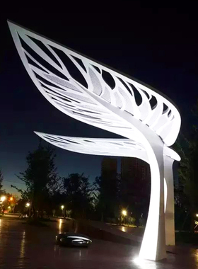 不锈钢大型叶子城市雕塑艺术品