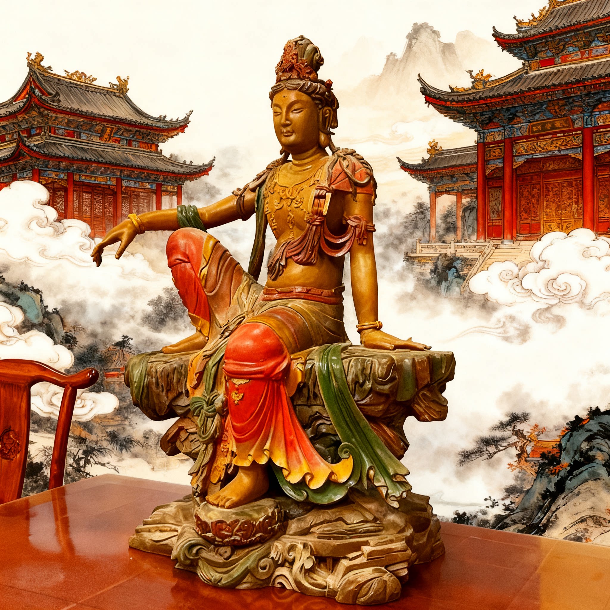 水月观音雕塑铸铜室内外寺院庙大型人物艺术佛造像玻璃钢菩萨摆件