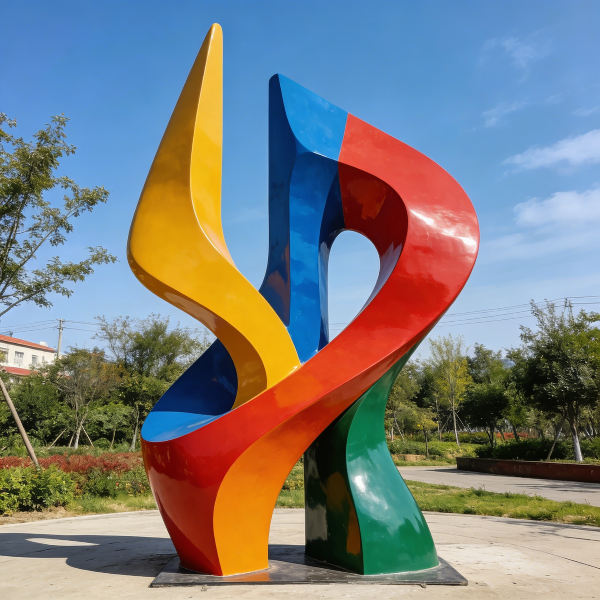 不锈钢抽象异形雕塑定制大型创意几何面彩绘公园广场公园雕塑制作